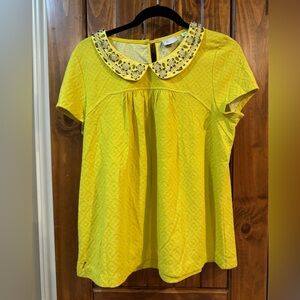 Anthropologie Embellished Peter Pan Collar Yellow Women's Top